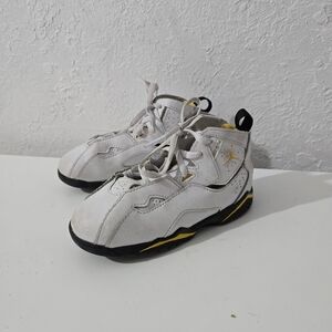 Nike Jordan True Flight White Yellow Ochre 342964-107 High Top Shoes Boys Sz 10